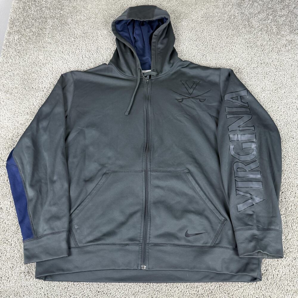Virginia Cavaliers Hoodie Sweatshirt Mens XL Gray NCAA Nike Therma Fit